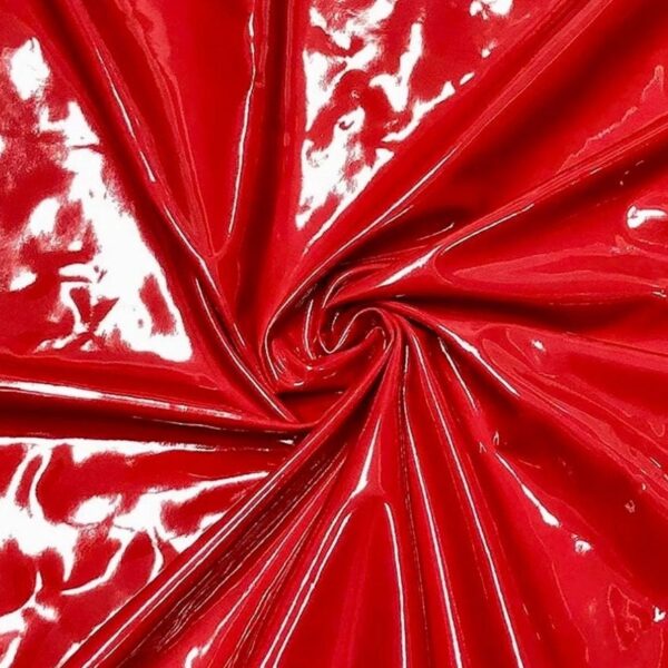 Red 4-Way Stretch Vinyl Fabric Shiny Latex Look 60" Wide