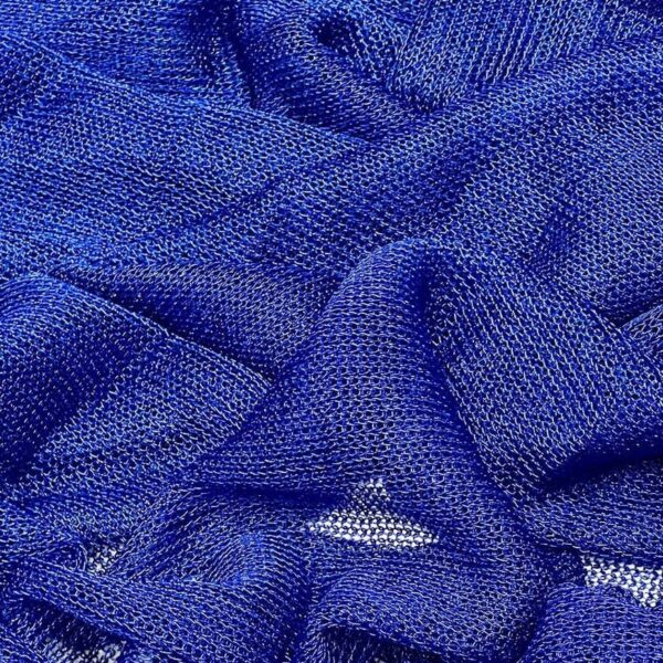 Stretch Metallic Royal Blue Mesh Chainmail Fabric By The Yard, 60" Wide, Sheer, 2-Way Stretch, Club Wear, Dance Wear, Costume, Cosplay