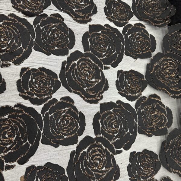 Black Floral Velvet Fabric: Two-Way Stretch/ 58" Width