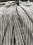 Linen Cotton Stripe Fabric Sage Green  White Woven Blend for Clothing Curtains Crafts