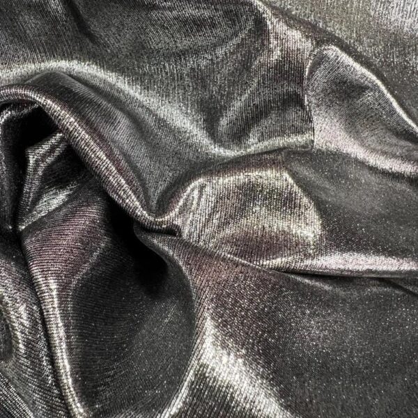 Silver Metallic Knit Fabric: Medium Weight, Two-Way Stretch - 60" Wide