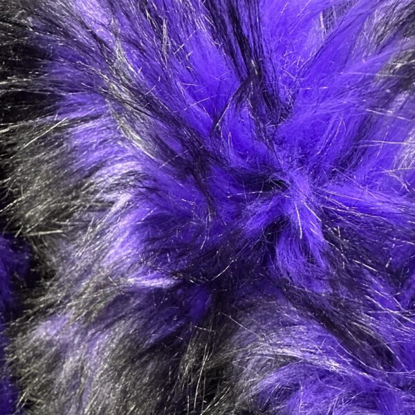 Purple & Black Long Pile Faux Fur Fabric – Two-Tone Shaggy Fake Fur