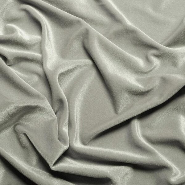Light Silver Stretch Velvet Fabric: Plush Shiny Apparel  Drapery, 58/60" Wide