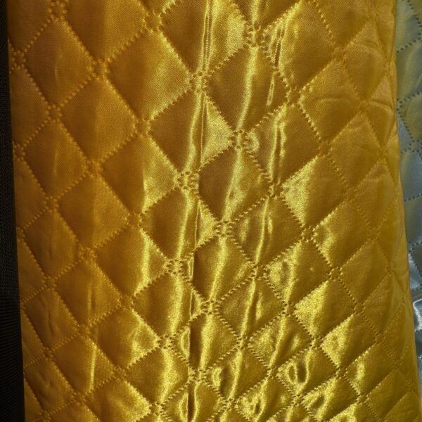 Yellow Diamond Stitch Quilted Satin Fabric  Padded Lining By The Yard