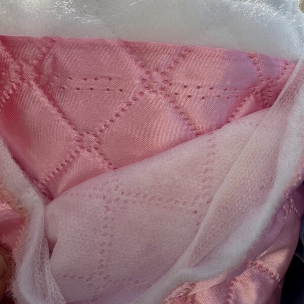Pink Quilted Satin Fabric  Diamond Stitch Polyester Batting, Soft Padded Lining