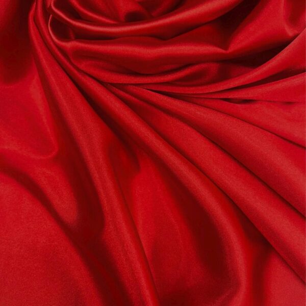 Scarlet Red Silky Stretch Satin Fabric - Shiny Charmeuse Spandex