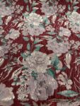 Burgundy Floral Metallic Brocade Jacquard Fabric by the Yard, Heavyweight Textured Woven Fabric, 58" Wide
