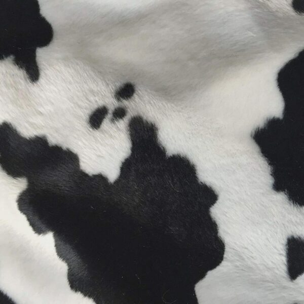 Cow Print Faux Fur Fabric - Black / White Plush Animal Fabric, 60" Wide