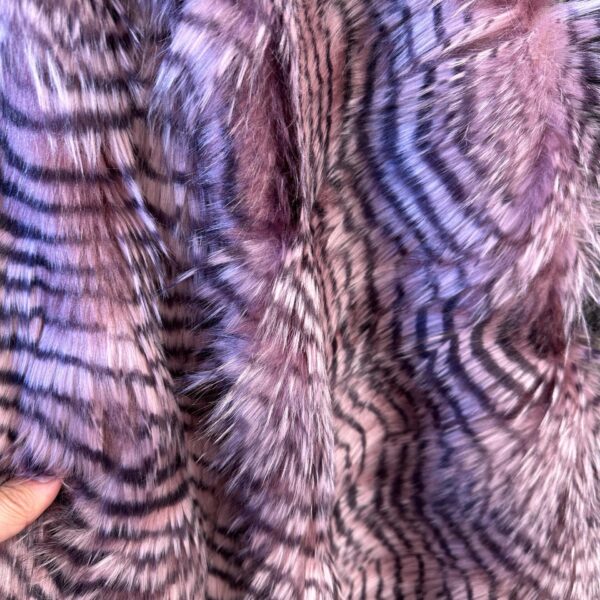 Purple & Black Striped Faux Fur Fabric – Long Pile Shag, Luxury Crafts