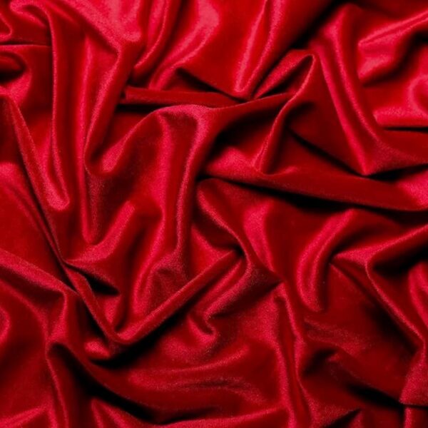 Red Stretch Velvet Fabric – Plush, Shiny, 58/60" Wide