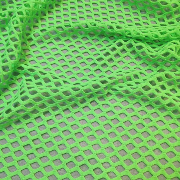 Neon Green Fishnet Fabric 4-Way Stretch Mesh, Dance, Rave, Clubwear