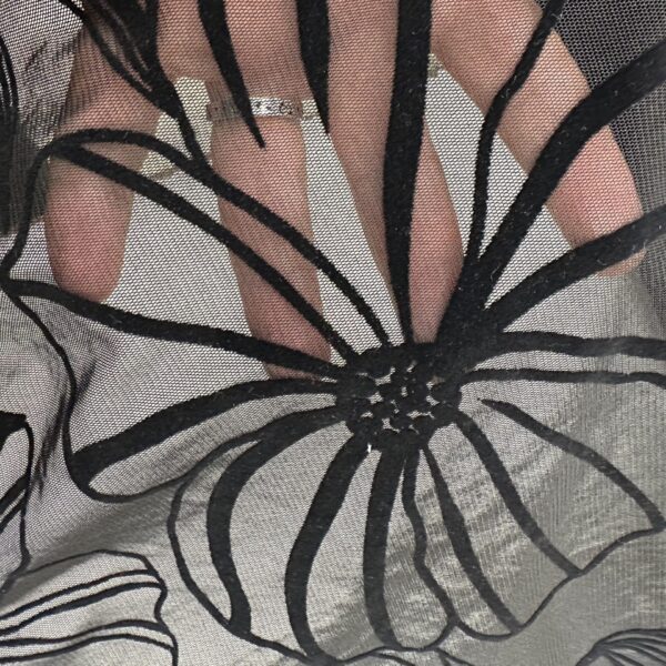 Black Floral Burnout Jacquard Fabric  58" Wide Sheer Overlay