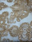 Gold Baroque Embroidered Lace Fabric  Metallic Bridal Gown Lace