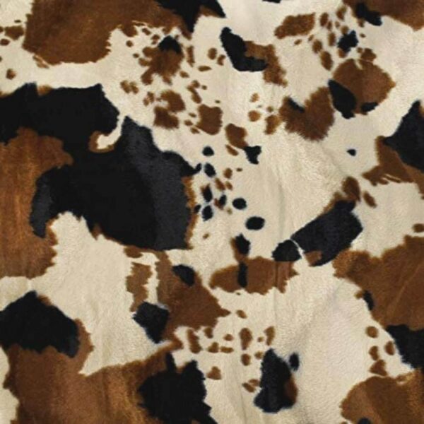Cow Faux Fur Fabric – Brown & Black Animal Print, 60" Wide