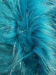 Turquoise Shaggy Faux Fur Fabric with Silver Tinsel  60" Wide