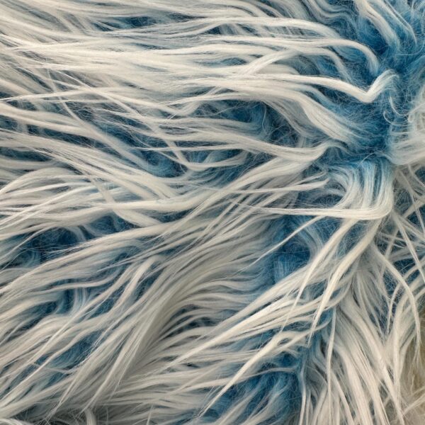 Blue & White Shaggy Faux Fur Fabric  60" Wide, Long Pile
