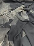 Black Abstract Print Silk Chiffon Fabric / Lightweight Mulberry Silk