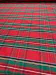Red Tartan Plaid Fabric  Classic Scottish Check, Woven Material