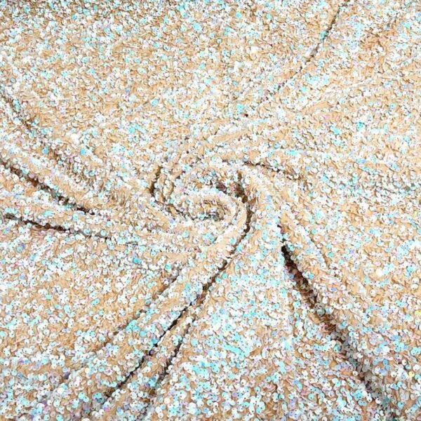 Champagne Iridescent Sequin Velvet Fabric  Sparkly Stretch Velvet