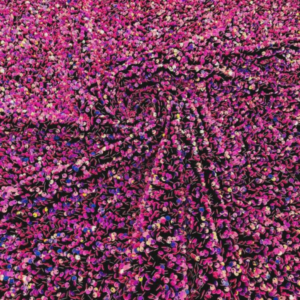 Fuchsia Velvet Sequin Fabric  3D Shaggy Stretch Velvet, Gowns