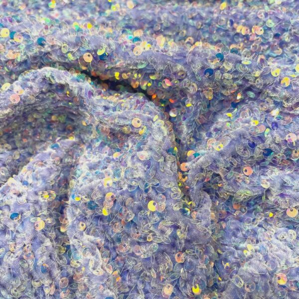 Lavender Iridescent Sequin Velvet Fabric 3D Texture, Dancewear
