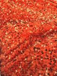 Metallic Orange Sequin Velvet Fabric  High Shine Shaggy Sparkle
