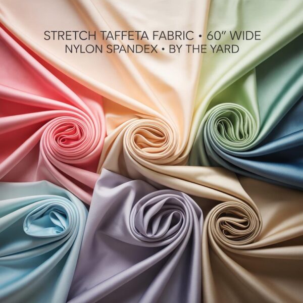 Stretch Taffeta Fabric by the Yard – 60” Wide Nylon Spandex Material for Dresses & Decor