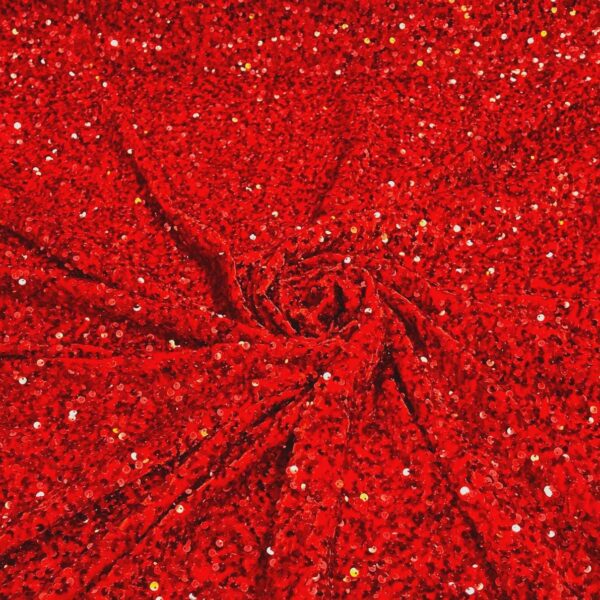 Red Sequin Stretch Velvet Fabric | Luxury Gown  Dancewear Material