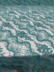 Aqua Beaded Sequin Lace Fabric Floral Embroidered Mesh, Bridal Gown