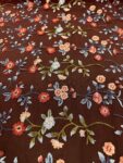 Burgundy Floral Embroidered Lace Fabric | Multicolor Flower Design | 58-60” Wide | Elegant Sheer Lace for Dresses, Gowns by the Yard