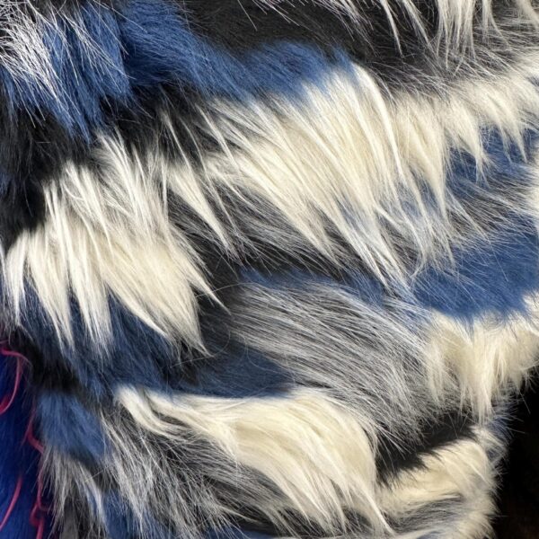 Husky Shag Faux Fur Fabric  Blue, Black & White, 60" Wide