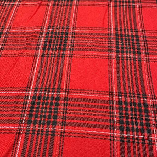 Red Tartan Plaid Fabric  Classic Scottish Style Woven Material