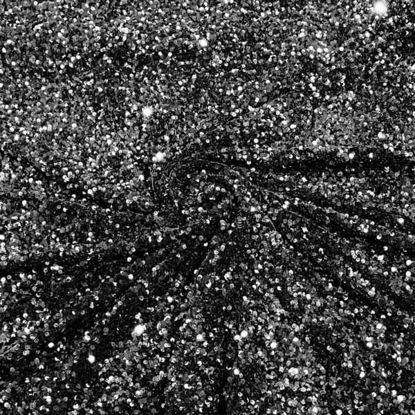 Black Sequin Stretch Velvet Fabric  Sparkly Evening Gown Material