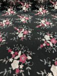 Black Floral Embroidered Lace Fabric with Scalloped Border | Pink  Ivory Flower Design | 58–60” Wide | Sheer Lace for Dresses, Gowns, Skirts