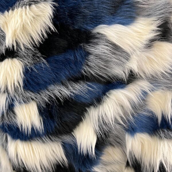Navy Blue Faux Fur Fabric  Long Pile Cosplay Fashion
