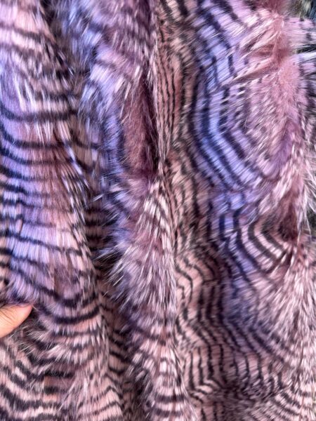 Purple Striped Faux Fur Fabric  Long Pile Vegan Cosplay Costume Material