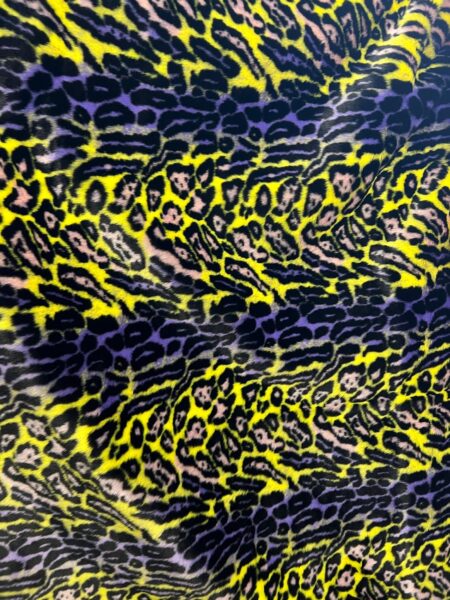 Neon Leopard Minky Fabric  Yellow Purple Animal Print Plush