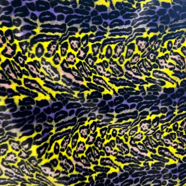 Neon Leopard Minky Fabric  Yellow Purple Animal Print Plush
