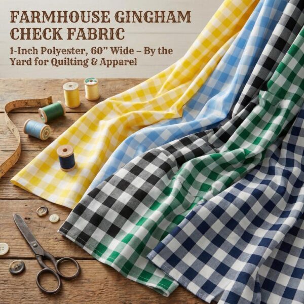 1-Inch Gingham Fabric – 60” Wide Polyester, Apparel / Quilting