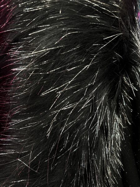 Black Sparkle Faux Fur Fabric – Long Pile Shiny Fake Fur – Luxury Glitter Fur for Coats, Costumes, Crafts & Home Decor