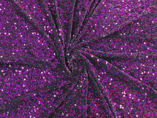 Purple Sequin Velvet Fabric, Evening Gown Material Couture, 44-45 inches