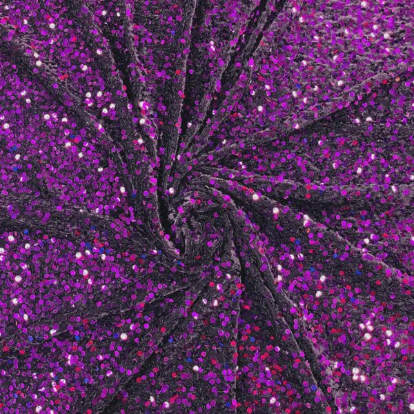 Purple Sequin Velvet Fabric, Evening Gown Material Couture, 44-45 inches