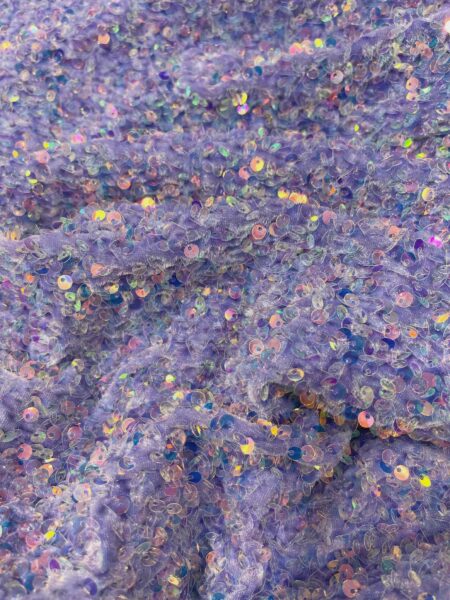 Lavender Iridescent Sequin Velvet Fabric Holographic Lilac Gown