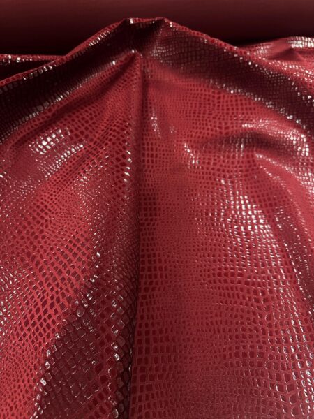 Burgundy Crocodile Embossed Velvet Fabric, Upholstery / Fashion