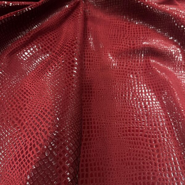 Burgundy Crocodile Embossed Velvet Fabric, Upholstery / Fashion