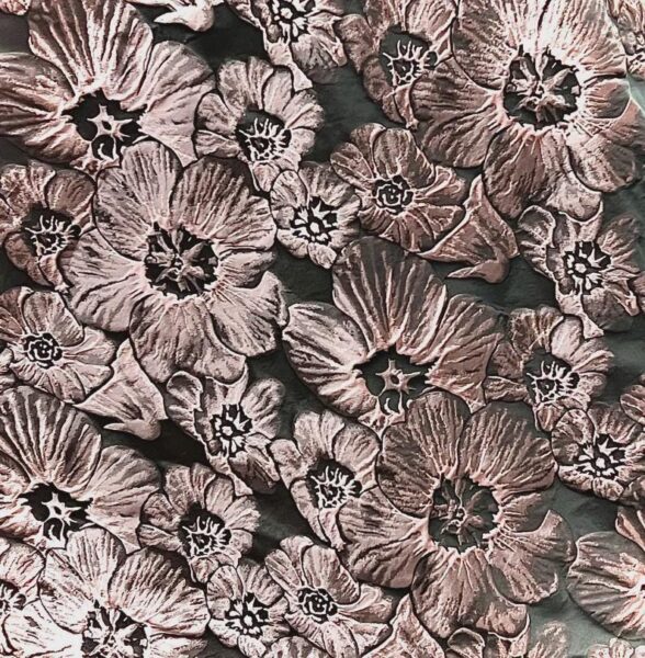 Floral Jacquard Brocade Fabric Raised Flower Texture, By The Yard
