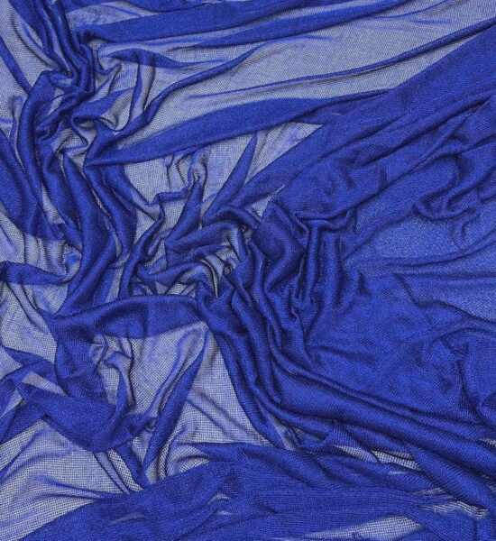 Stretch Metallic Royal Blue Mesh Chainmail Fabric, Sheer 2-Way Stretch, 60 Inch Wide, Costume Apparel Dance Fabric