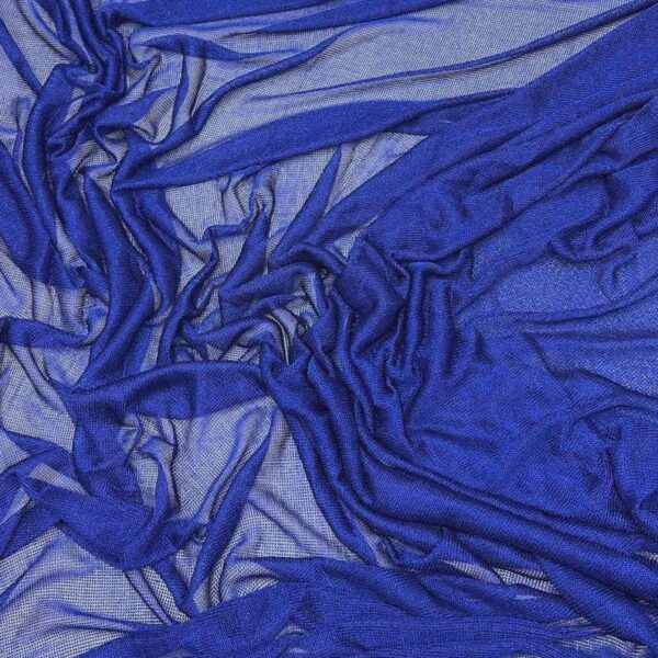 Stretch Metallic Royal Blue Mesh Chainmail Fabric, Sheer 2-Way Stretch, 60 Inch Wide, Costume Apparel Dance Fabric