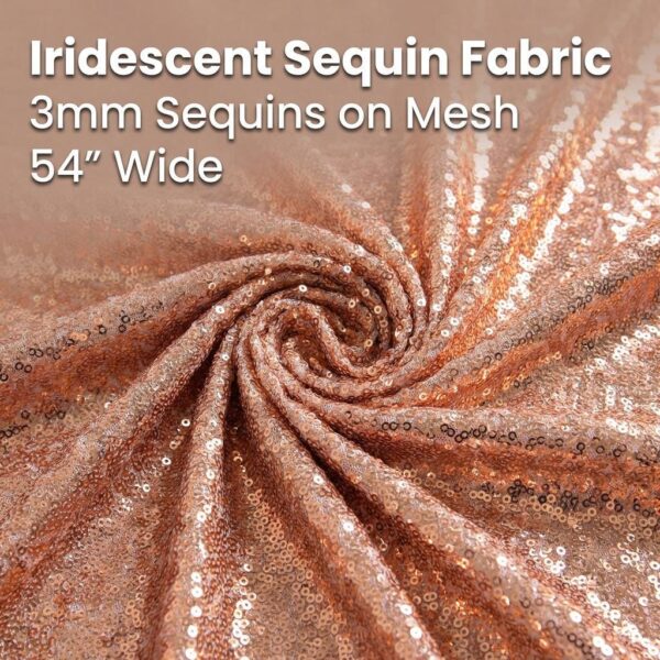 Iridescent Sequin Fabric by the Yard | 3mm Sequins on Mesh | 54” Wide Stretch Glitz Fabric for Dresses & Costumes