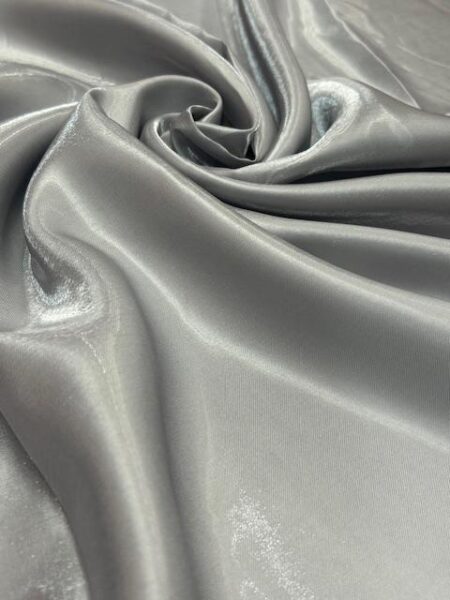 Silver Liquid Satin Fabric by the Yard, Glossy Silky Satin 58 Inch Wide, Bridal Couture Fabric for Dresses, Gowns, Draping